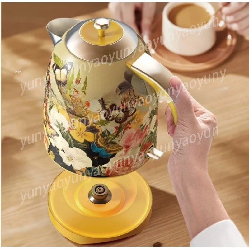 Vintage Retro Electric Kettle 304 Stainless Steel Auto Power Off Narrow Mouth Water Heating Kettle