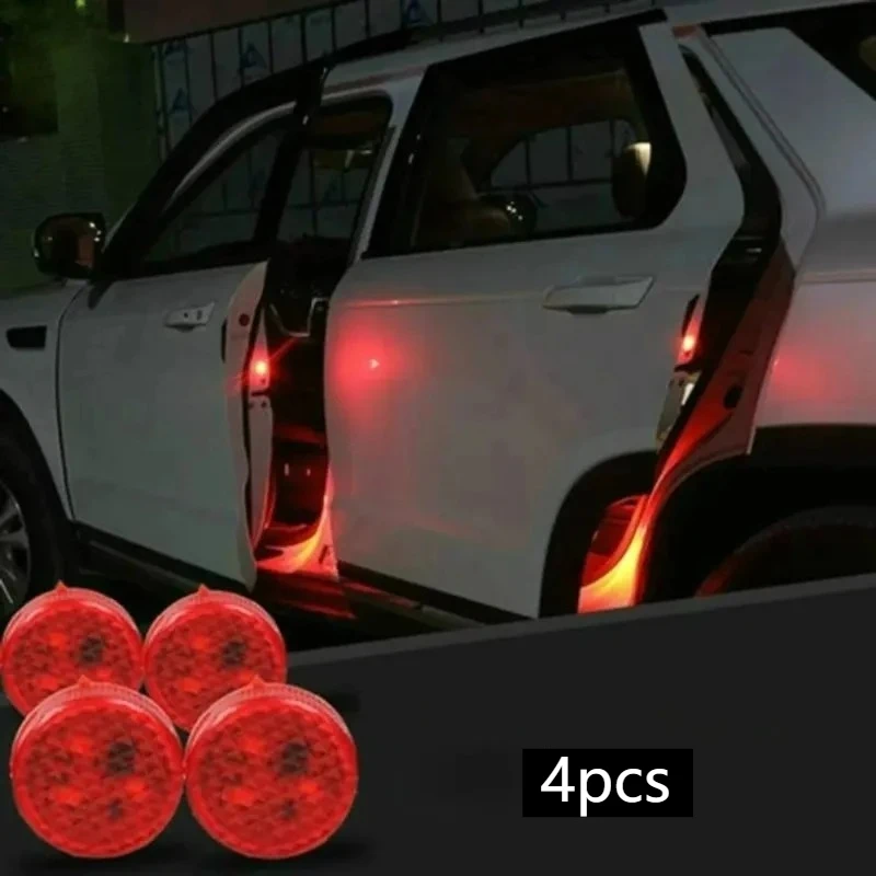 

4PCS Car Door Light Warning Light Anti Collision Flash Red Wireless Alarm Lamp Strobe Turn Signal Parking Light