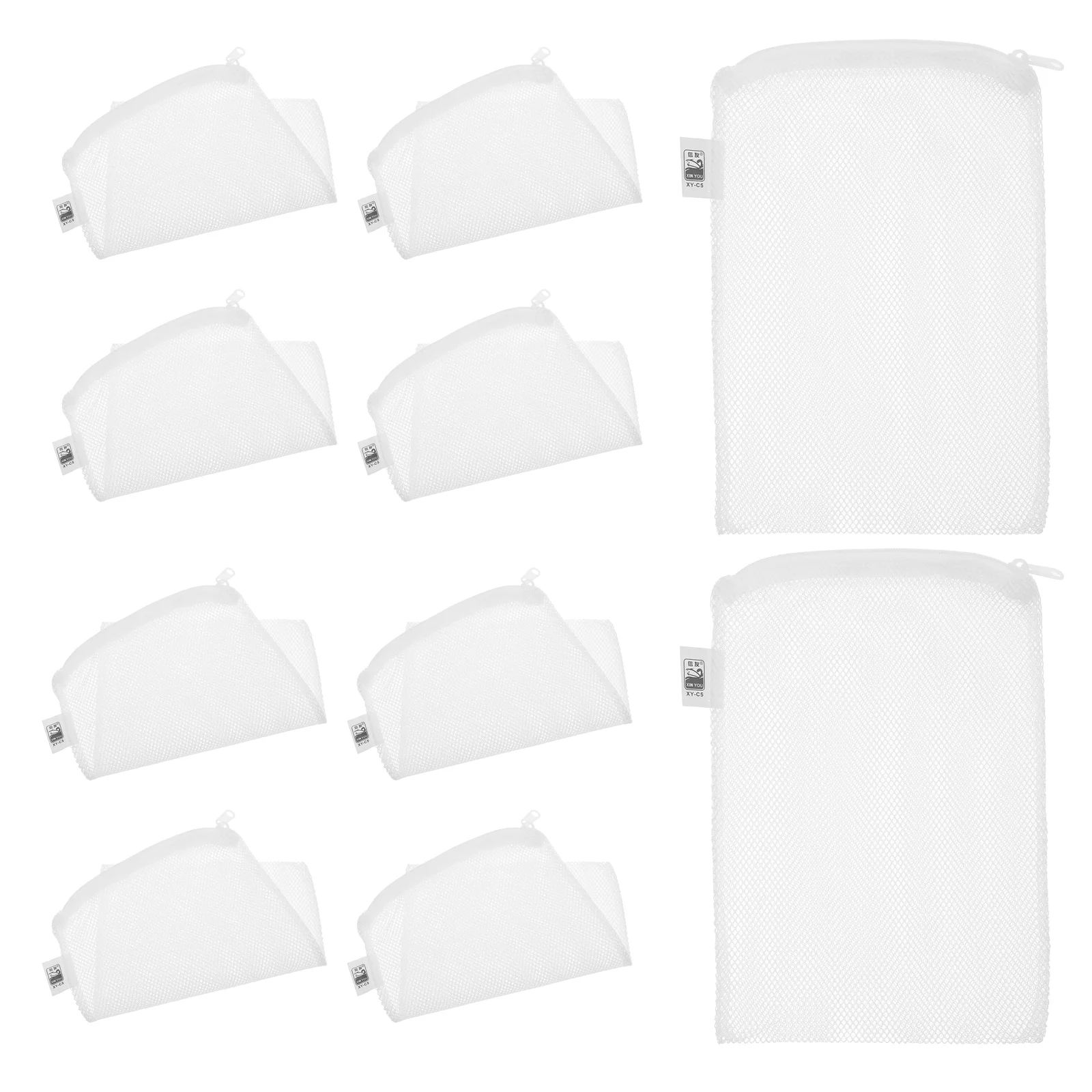 10 Pcs Filter Bags for Fish Tank Aquarium Media Mesh Reusable Zipper Activated Charcoal Ceramic Rings Filtration