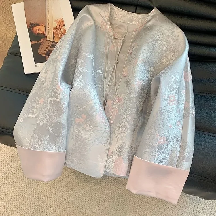 

Новый женский костюм Тан в китайском стиле с цветными манжетами Blo Sve с улучшенной вышивкой, топ Ele