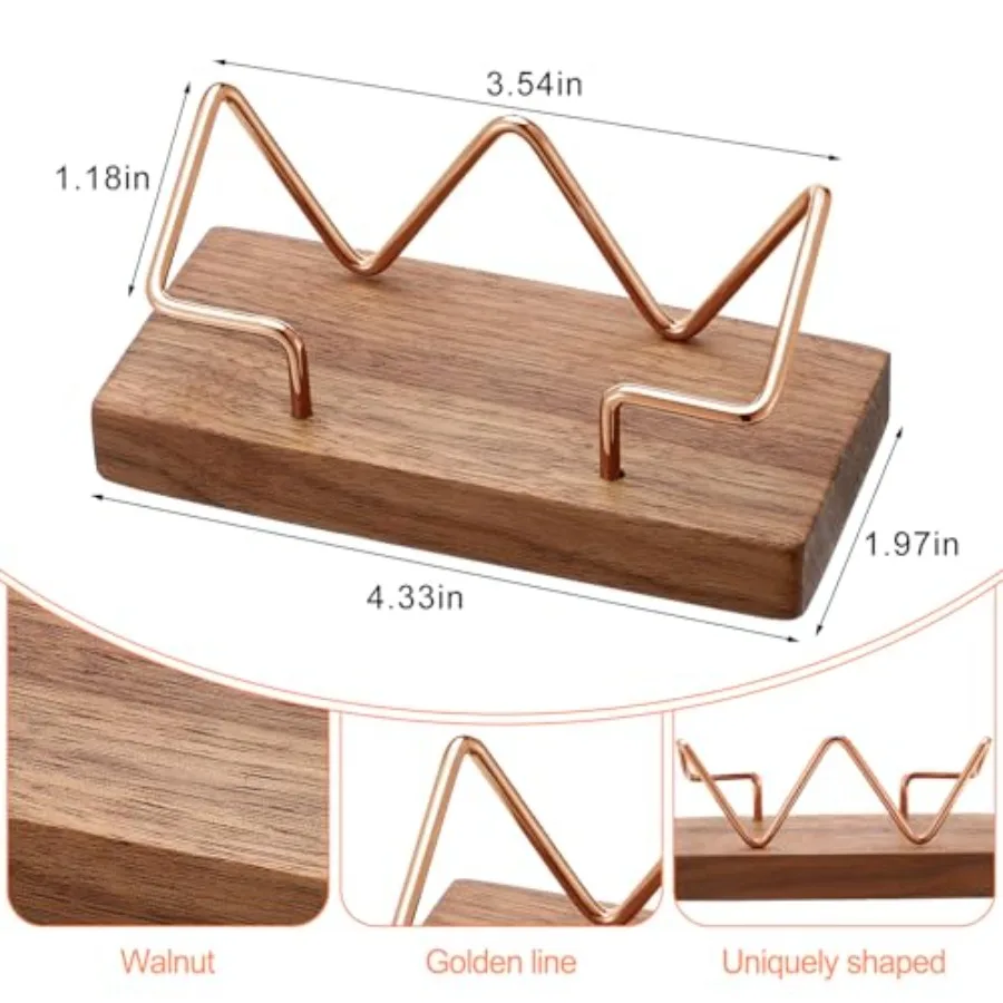 2 Pieces Wood Business Card Holder for Desk Wooden Business Card Display Stand Postcard Holder for Office Home Desktop Walnut C