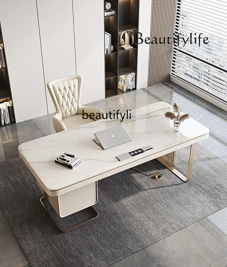 X Modern Simple and Light Luxury Designer Model Stone Plate Desk Home Paint Office Desk