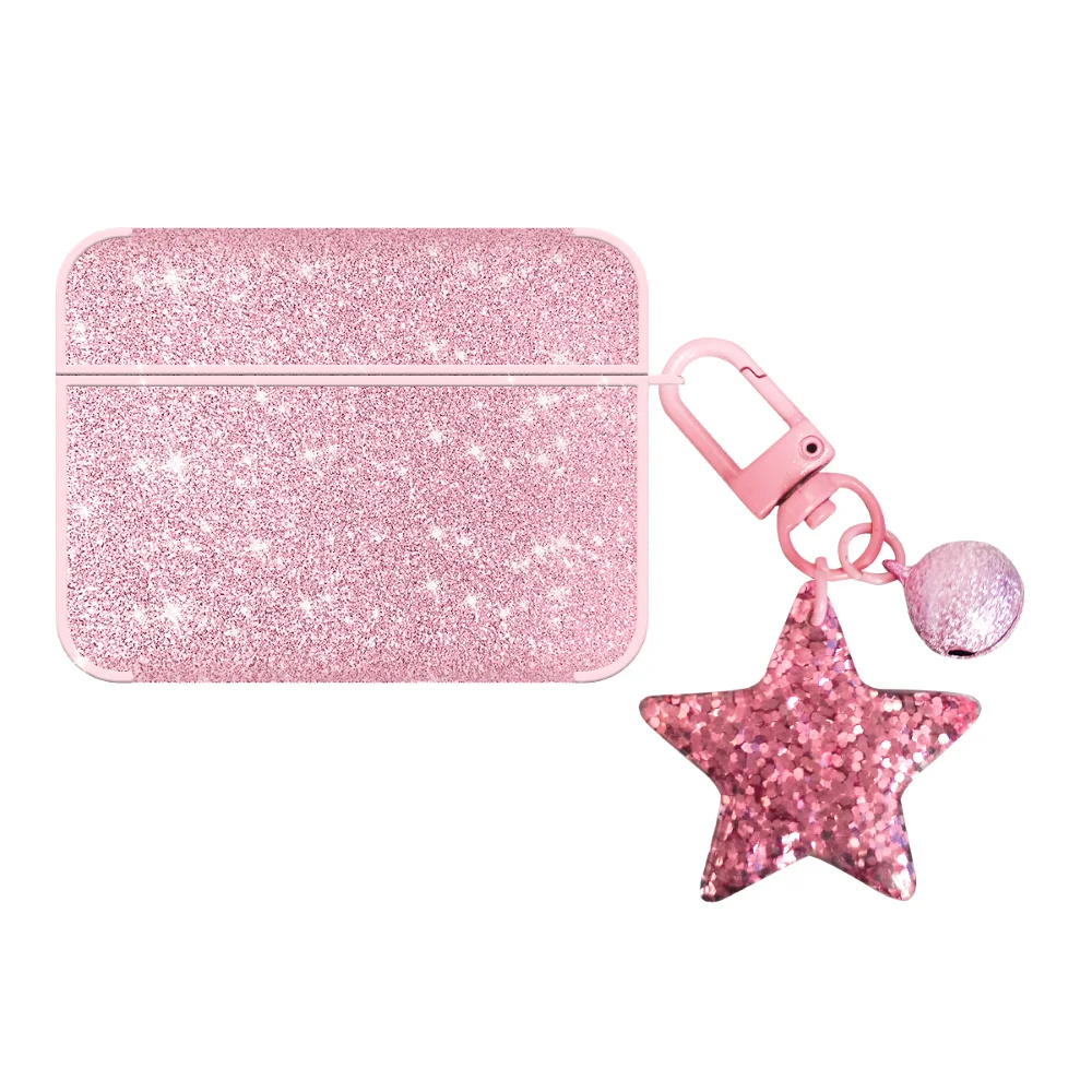 Case for Apple AirPods Case 1 2 Pro 3rd Generation Glitter with Keychain Charm Star Fundas Earpods Hard Cover AirPods Pro 2 Case