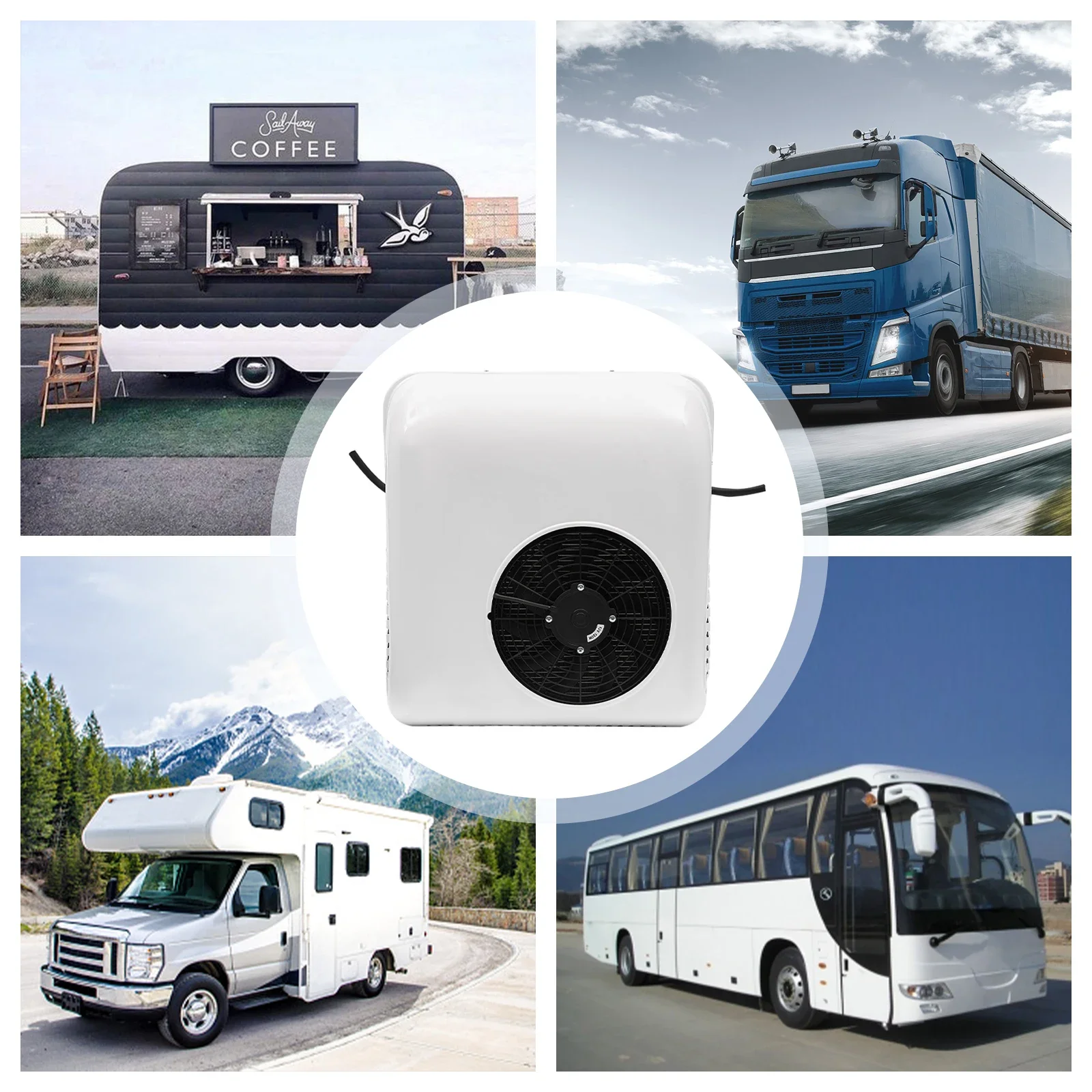 

Air Conditioner for Trucks, RVs, and Engineering Vehicles, 12V Power, 750W, 2000W Cooling Capacity, 6000 BTU, Roof-Mounted with
