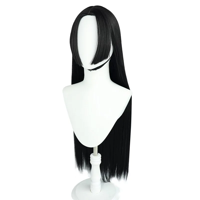 Anime Empress Silicone Scalp Wig - Jet Black Straight Hair with Middle Part | Heat-Resistant Fiber for Cosplay
