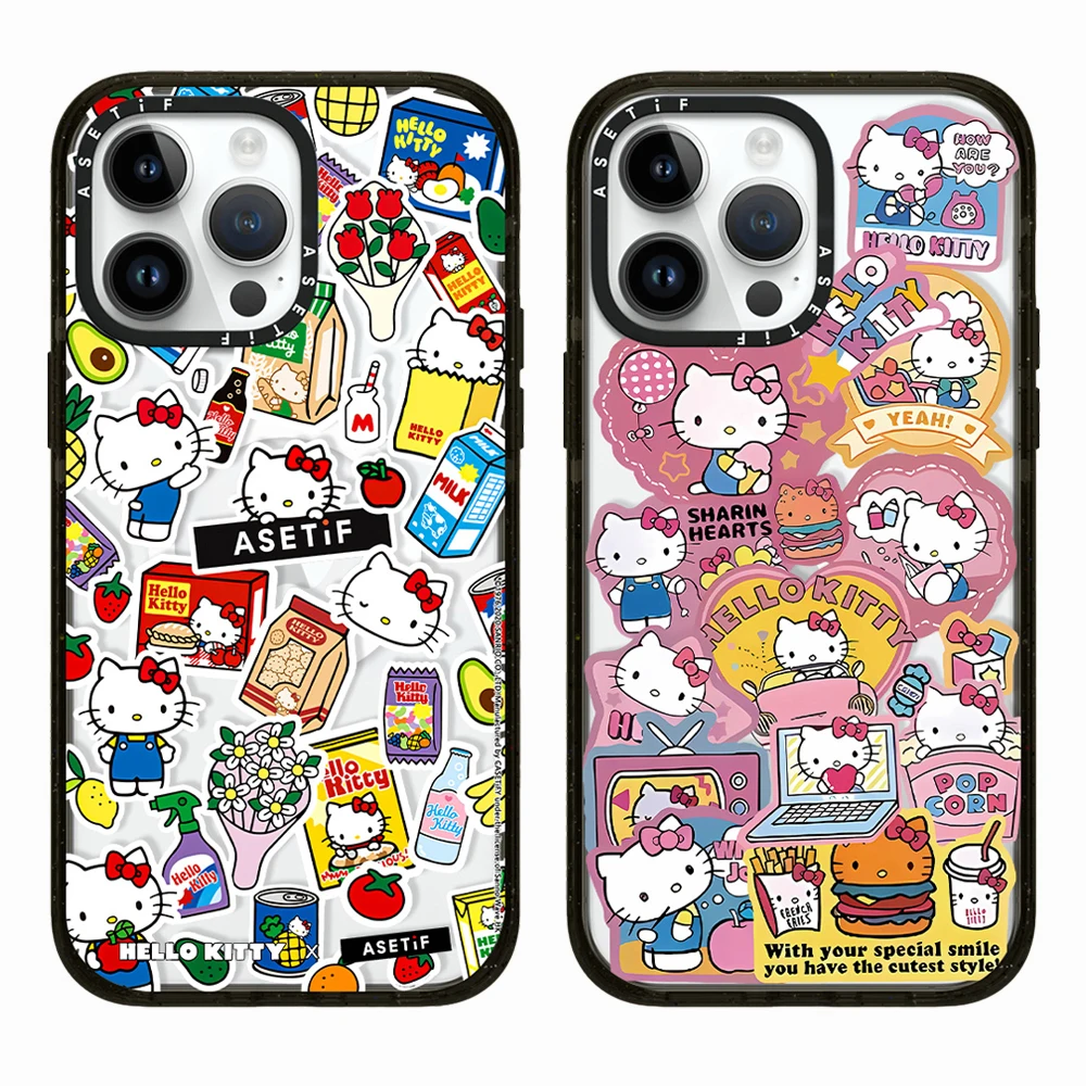

Cartoon Sanrio Hello Kitty Acrylic With MagSafe Phone Case For iPhone 15 14 13 12 Pro Max Cute Anti-drop Shockproof Back Cover