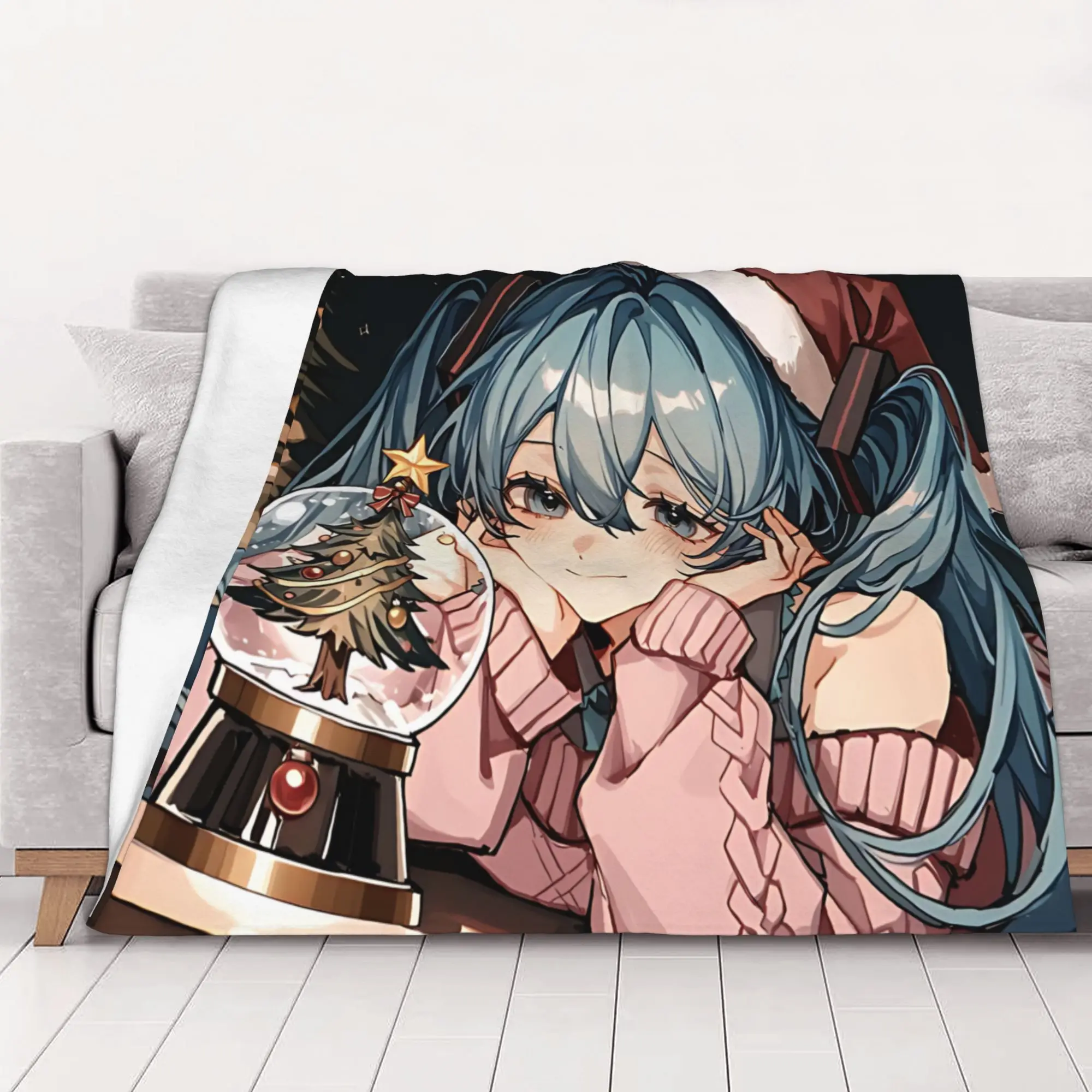 1PC home Cutecore Your Christmas Gift  Hatsune Miku  Blanket Super Cosy Plush Home Living Room Sofa halloween