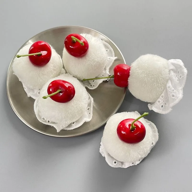 لطيف رقيق الكرة الأحمر الكرز الدانتيل دبابيس الشعر لوليتا الفتيات الحلو حلية شعر تأثيري الدعائم موضوع الإبداعية صور الدعامة زي