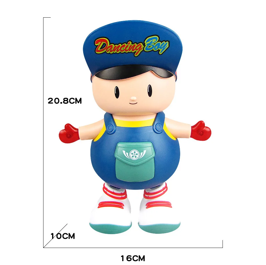 Cute Dancing Swing Boy Cartoon Big Head Boy Electric Light Music Educational Toy Doll Interactive Children\'s Birthday Gift