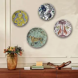 Animal Ceramic Plate For Desk Display Leopard Lion Zebra Giraffe Decoration Dish Hanging Tray Home Living Room Background Wall