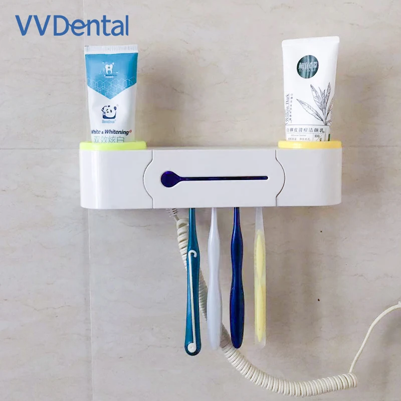 

Wall Mounted Toothbrush Holder Without Drilling Toothbrush Holder With 5 Brush Slots Toothpaste Dispenser Toothbrush Organizer