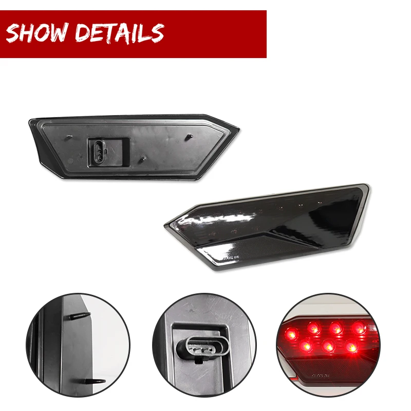 Gtinthebox Smoked/Red Lens Red LED Tail Brake Lights Running Lights For Polaris RZR XP 1000, XP 4 1000, 900, S 900, 4 900, Turbo