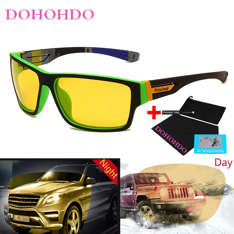 DOHOHDO Anti-Glare Night Vision Goggles Men Women Polarized Yellow Lens Sunglasses Night Driving Glasses UV400 Oculos Hombre