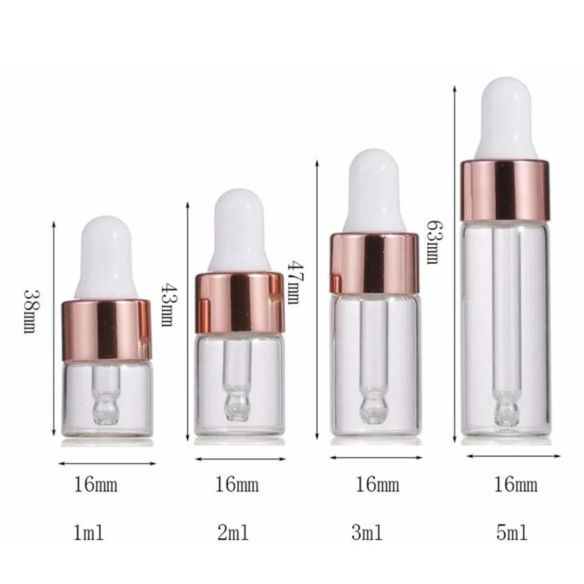 100 Chiếc 1/2/3/5 ML Thủy Tinh Dầu Thông Thơm Thả Chai Nắp Bạc Thuốc Thử Thả Mắt chất Lỏng Pipet Bình