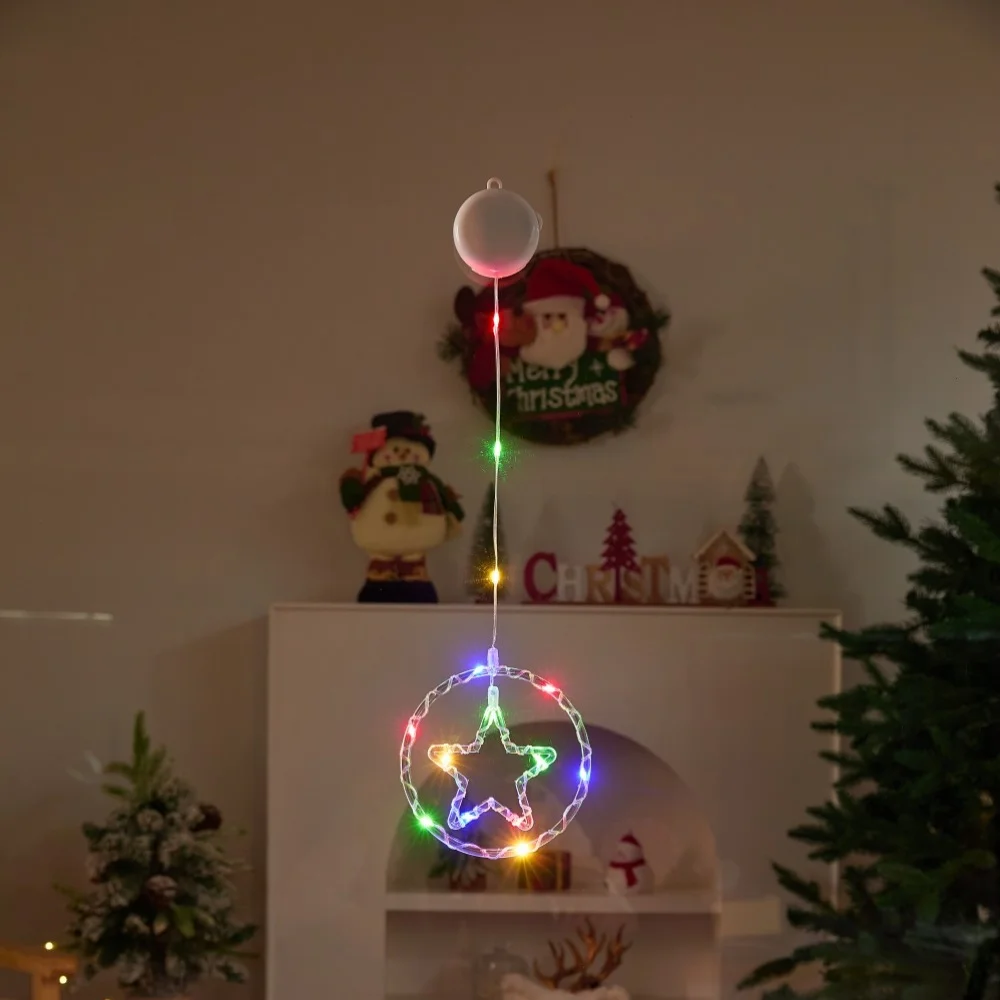 2 шт. прозрачная круглая лампа на присоске со звездой и луной, питание от батареек 3AA (искл.), используется для украшения вечеринки, комнаты и Рамадана