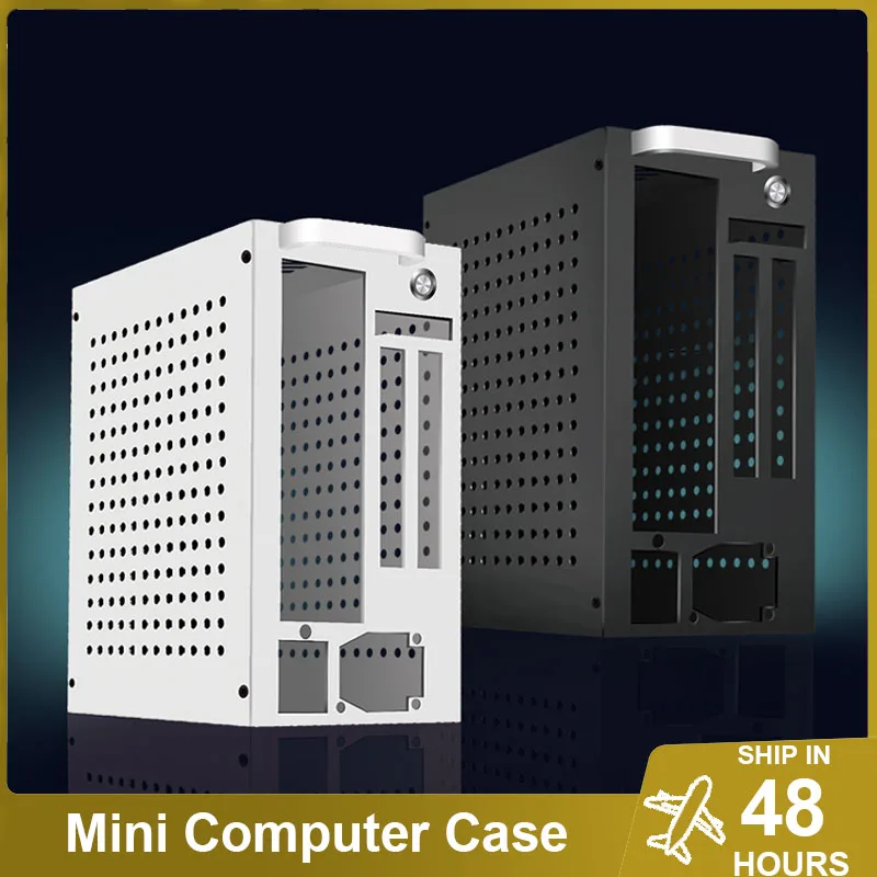 Portable Mini PC Case,Small Compact ITX Desktop Computer Game/Office Cabinet,Support 1U Power Supply,Air Cooling Chassis