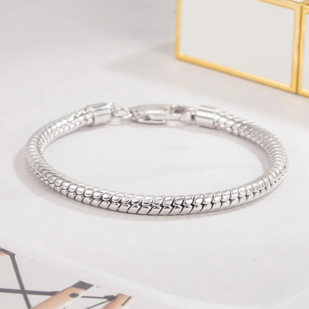 Smooth 3MM 4MM Round Snake Chain Bracelet 100% 925 Sterling Silver Men Women Teen Boy Girls 6.3"- 9" Bangle Jewelry Gift