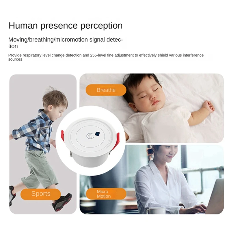 1 PCS Zigbee Smart Human Presence Sensor Human Motion Sensor White With Millimeter-Wave Radar Detection For Home Smart Life