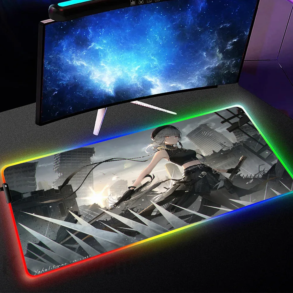 

Hot selling items Many people like it HD print wuthering Wave SANGE Large and large-sized mouse pad gaming backlit RGB mouse pad