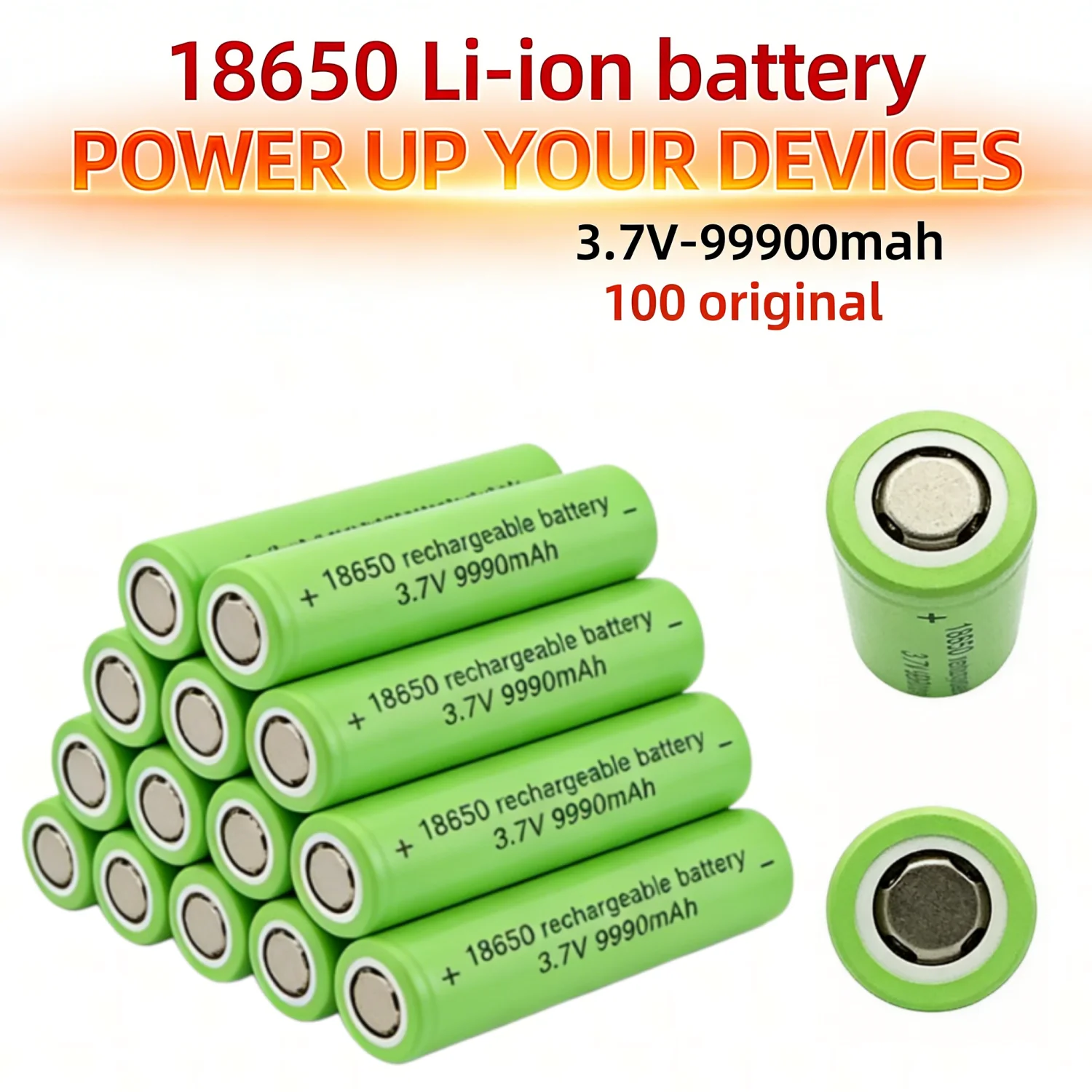 

18650 Lithium Battery 99900mah 3.7V 1-100 Pcs Rechargeable Li-Ion Batteries High Capacity Dry Cell for Flashlight Mouse Keyboard