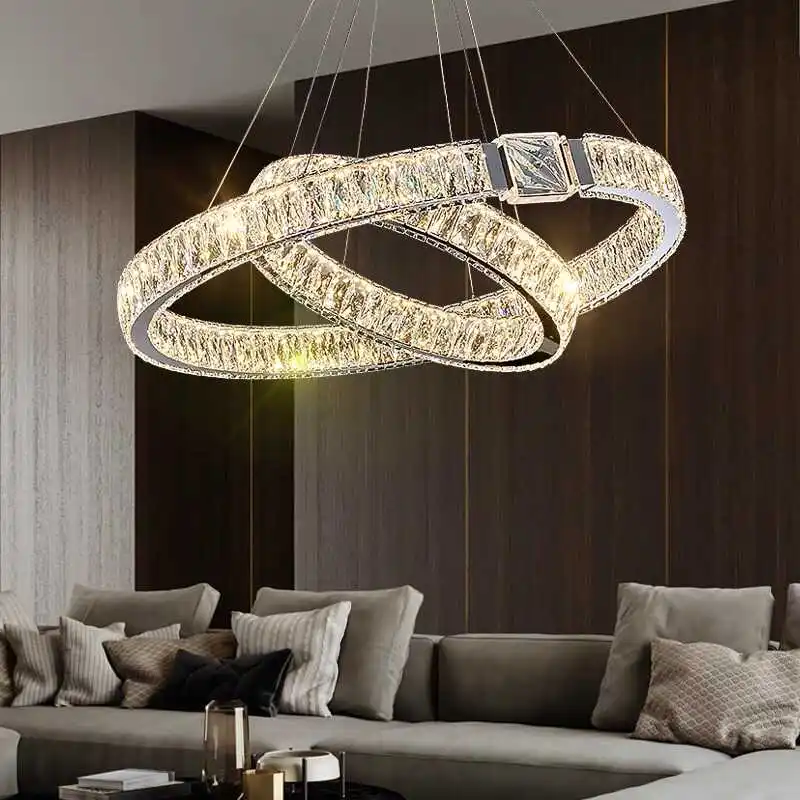 Luxury Crystal Chandelier Villa Hanging Light Lampara De Techo Home Decor Designer Modern for Living Room Ceiling Lamps