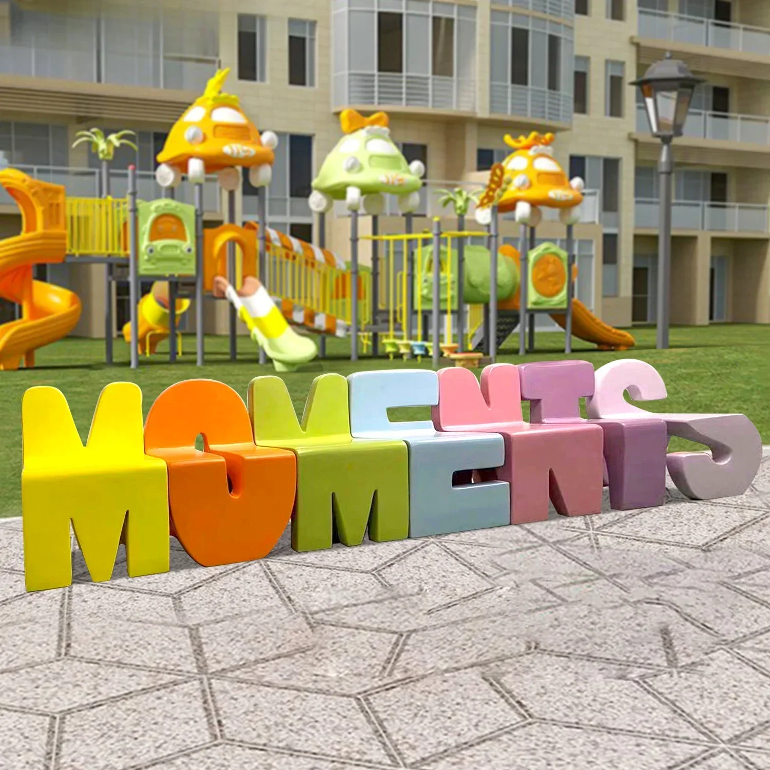 Hot SalesFiberglass Letters Leisure Chair Custom Shopping Mall Square English Letters Modeling Chair