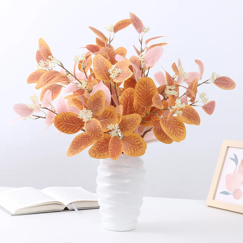 54CM3 Forked Eucalyptus Artificial Plant Morandi Color Wedding Auditorium Indoor Floral Decoration Flower Arrangement