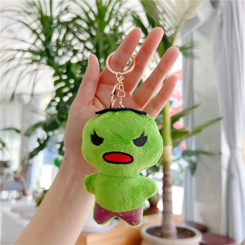 12cm Marvel Spiderman Hulk Iron Man Thor Plush Keychain Cute Cartoon Stuffed Doll Car Keyring Kawaii Backpack Pendant Decor Gift