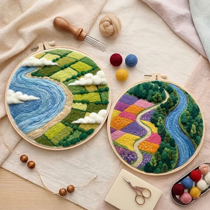 

Rural Scenery Felt Embroidery DIY Kit, Punch Needle Tools, Video Tutorial, Beginner Friendly, Home Decor & Handmade Gift