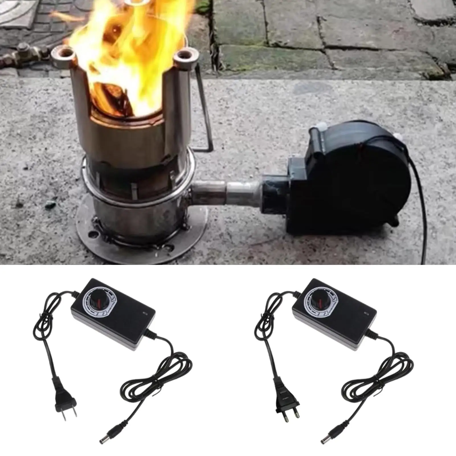 DC12V BBQ Fan Small Blast Engine with Air Collecting Adjustable Speed Cooking Tool  Handheld Barbecue Blower Camping US/EU Plug