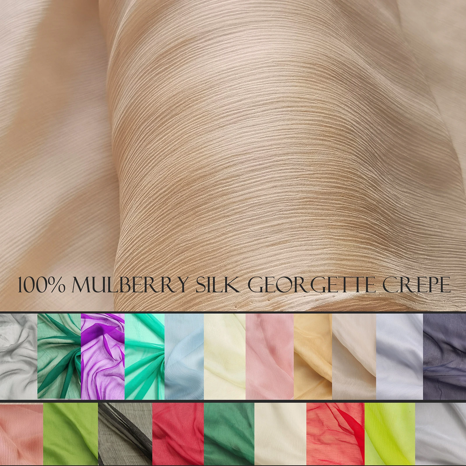 55'' Wide By Meters Solid Silk Crinkled Chiffon Fabrics Scarf Wedding Gauze Material Silk Georgette Crepe Yoryo