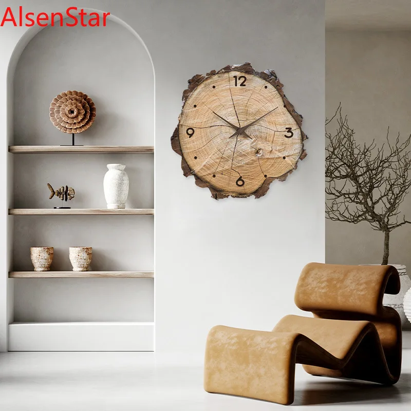 

Simple Artistic Annual Ring Wooden Clock Dining Living Room Silent Wall Hanging Clocks Watch Wholesale Home Decoration