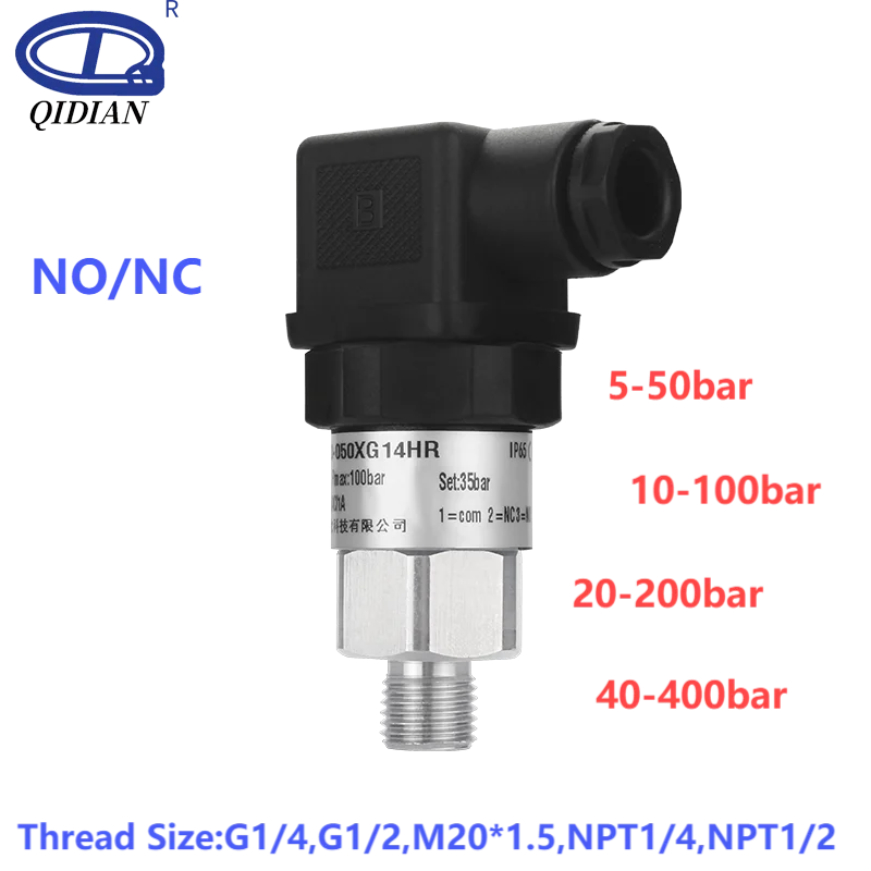 Mechanical Pressure Switch 0.2-2.5bar 1-12bar 20-200bar Piston Type 5-50bar Water Pump Air Oil Pressure Control 10-100bar 40-400