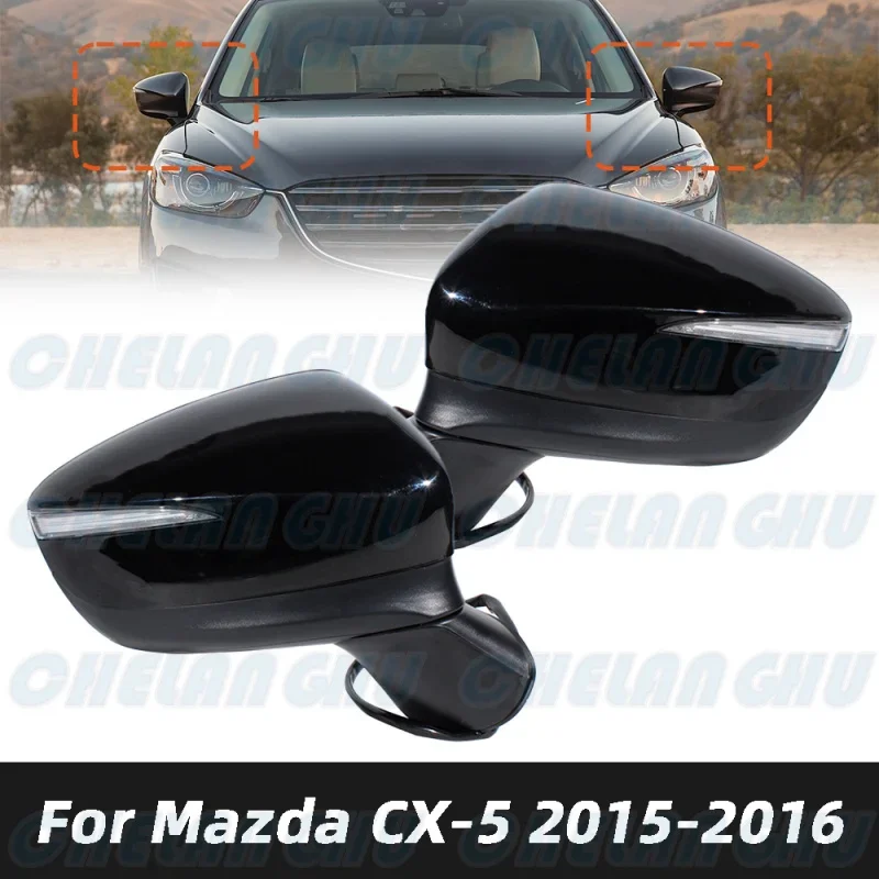 For Mazda CX-5 2015 2016 US Version 1 Pair 6 Pins Black Painted Mirror Assembly MA1320208 MA1321208 With Heated Turn Light