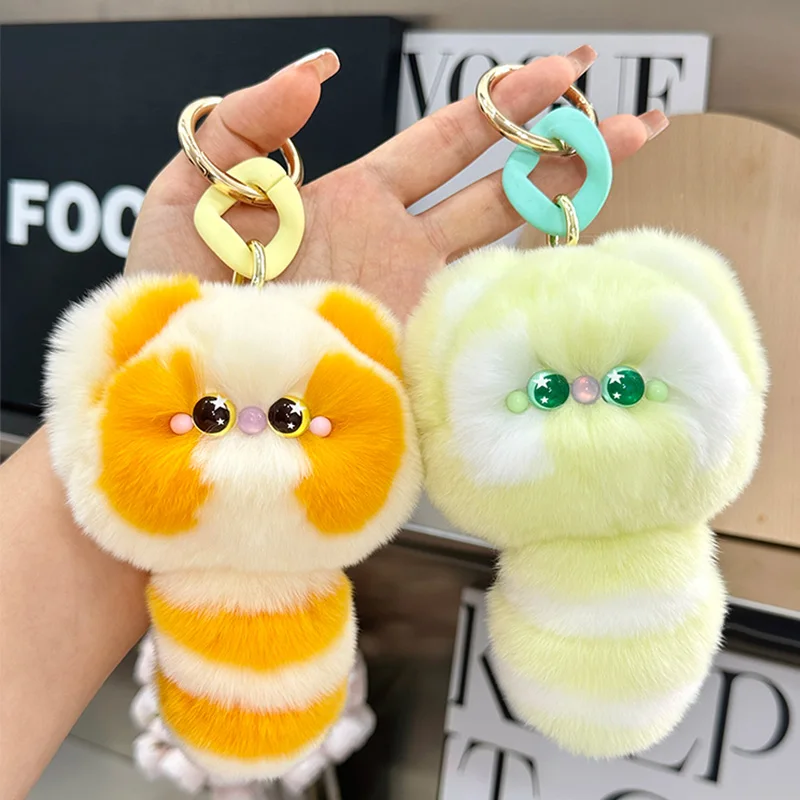 

Cute Plush Doll Pendant For Fashion Rex Rabbit Fur Car Keychain Girls Creative Backpack Decoration Accessories Gifts Bag Charms