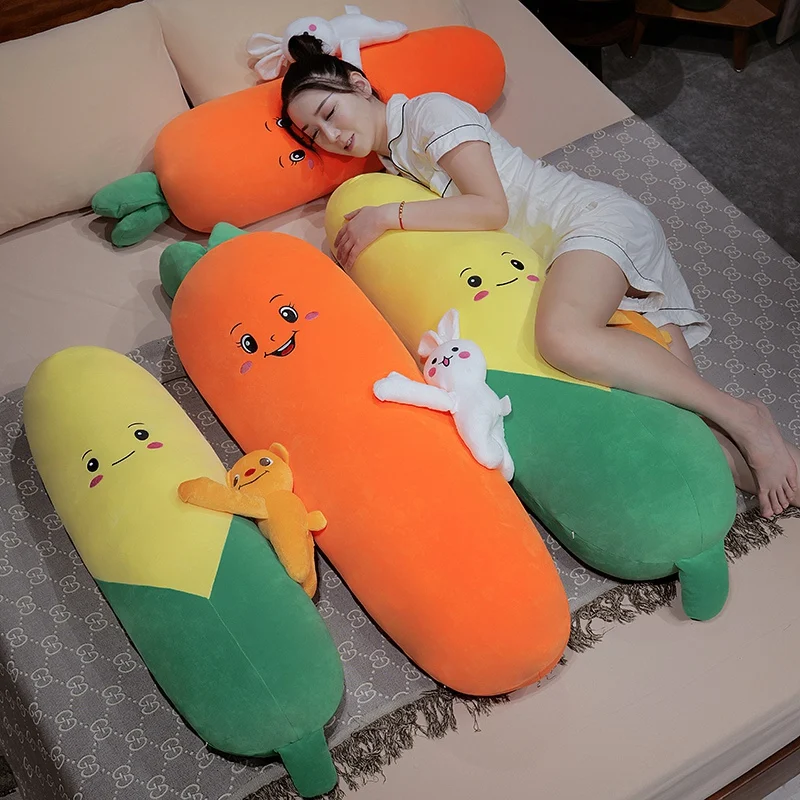 

Новая мультяшная улыбка, морковь, кукуруза, плюшевая игрушка, милая имитация фруктов, длинная подушка, куклы, мягкие игрушки для детей, подарок