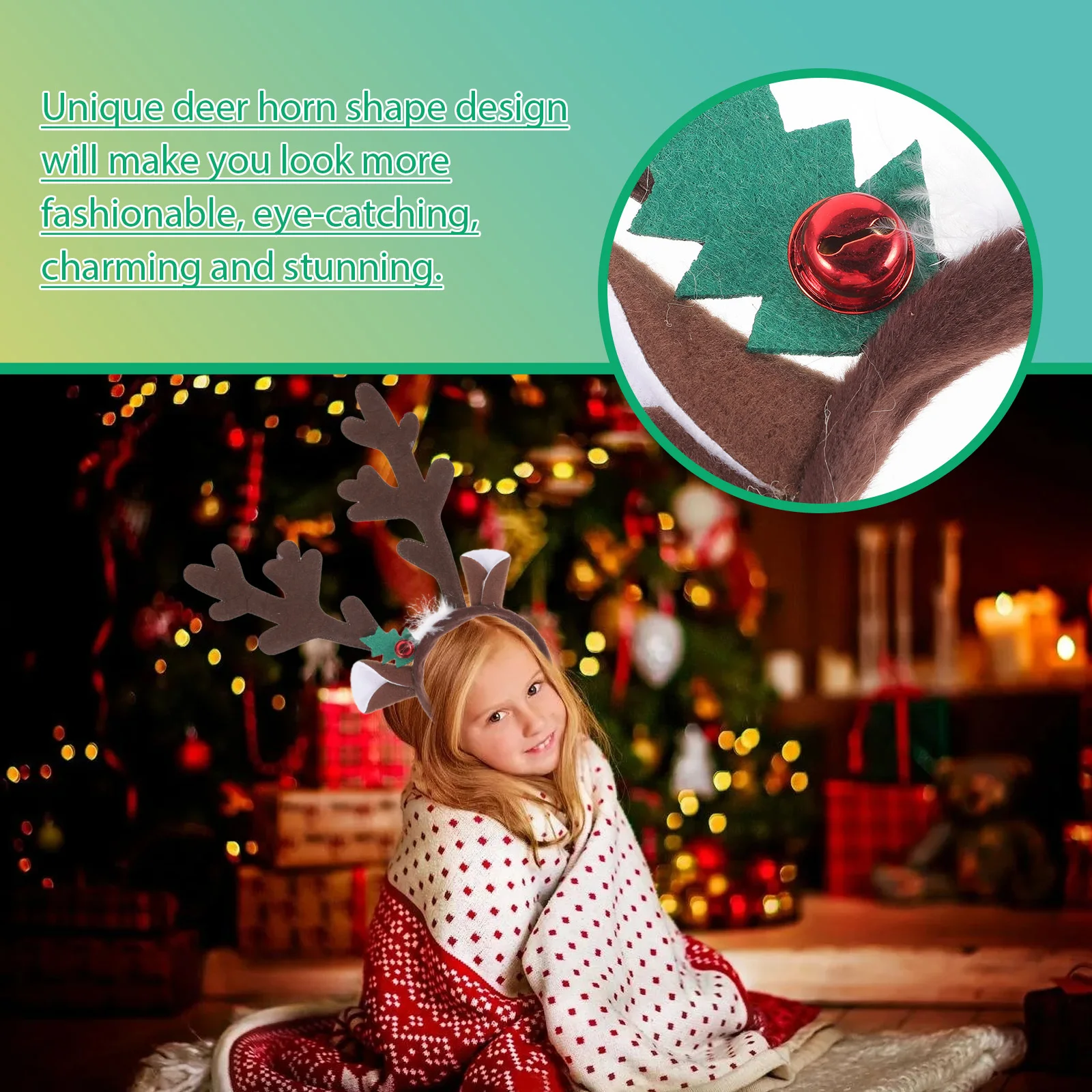 

2Pcs Deer Horn Hair Band Unique Design Cosplay Accessories Eye-Catching Headdress for Daily Use and Celebration Activities