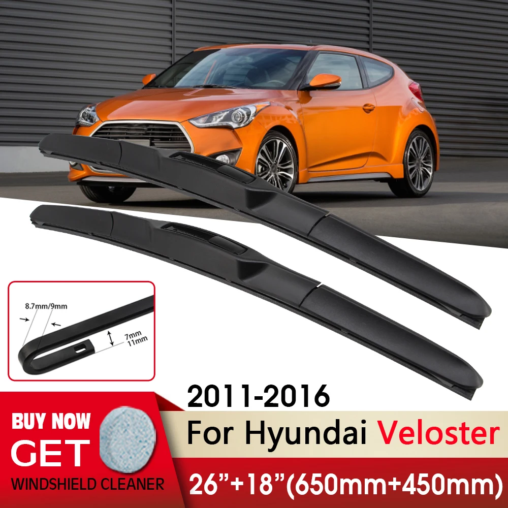 

Car Wiper Front Wiper Blades 26"+18" For Hyundai Veloster 2011-2016 Fit U Hook Arm Front Windscreen Wipers Auto Accessories