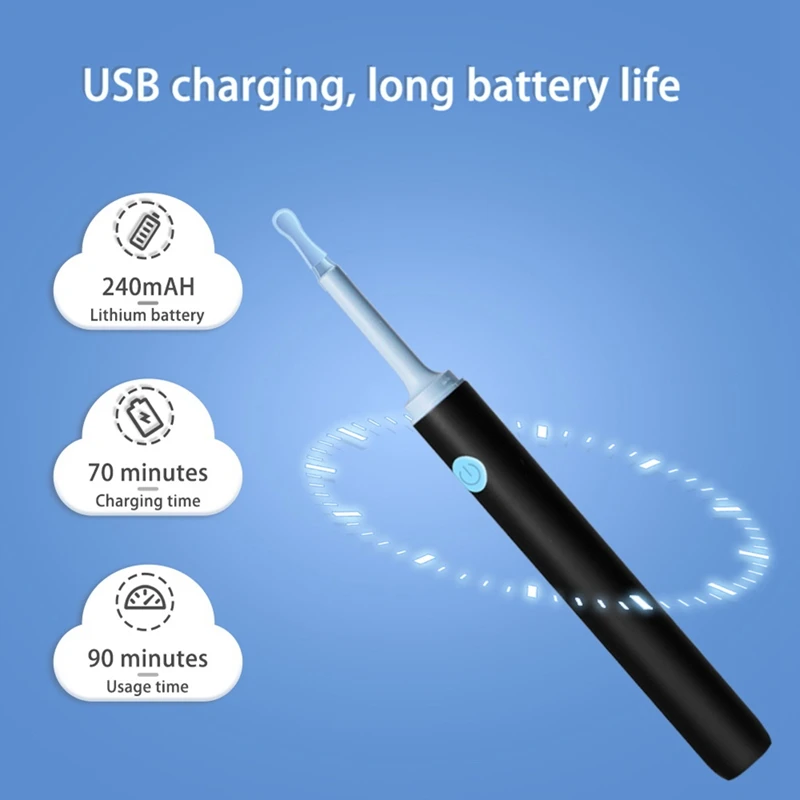 Полностью беспроводной видимый очиститель ушей, инструмент для удаления ушной серы с камерой, 6-компонентный светодиодный отоскоп, умный комплект палочек для сбора ушей