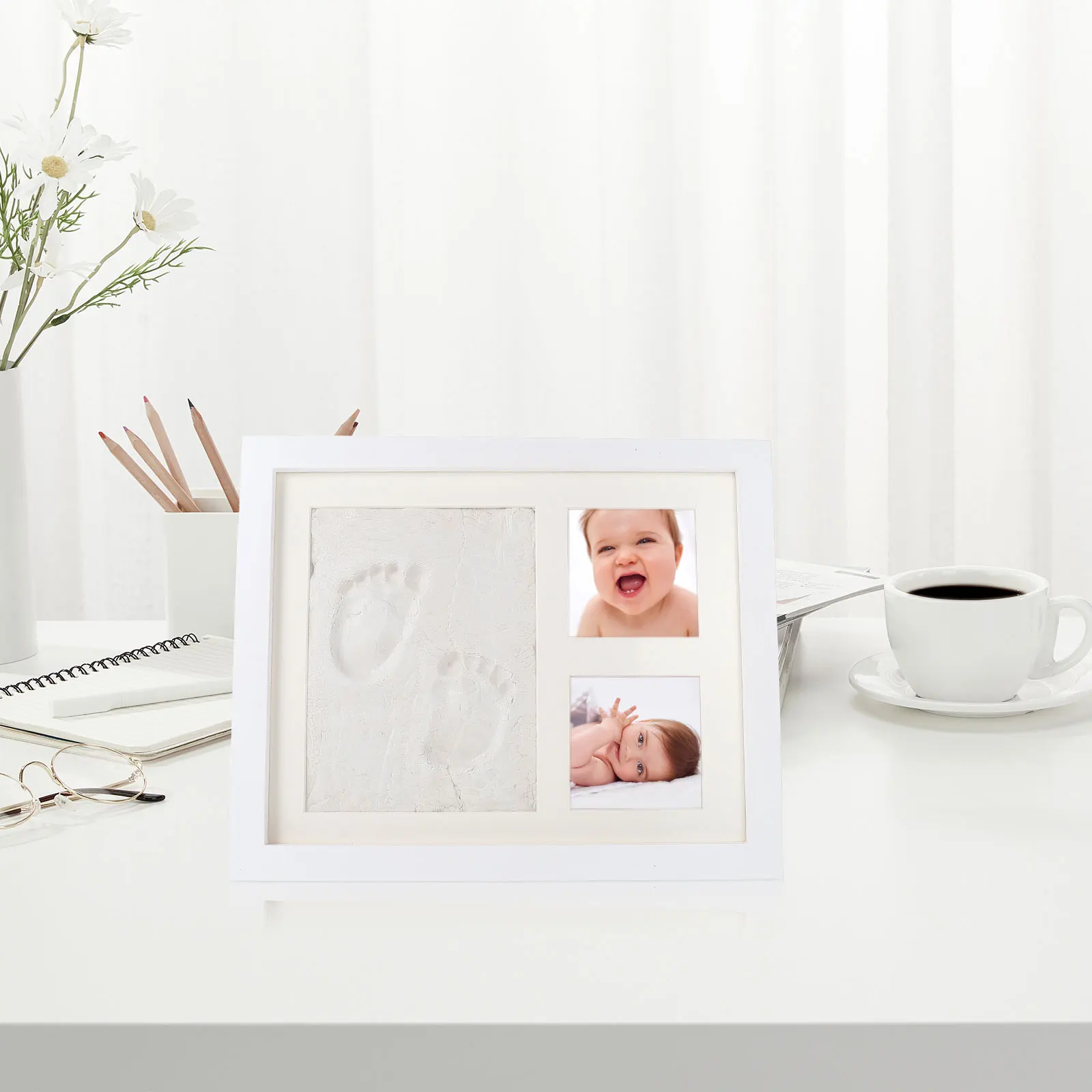 

H print Mud Photo Frame DIY Display St White Newborn Kids Imprint Holder Premium Material Long Lasting Durability Photo Storage