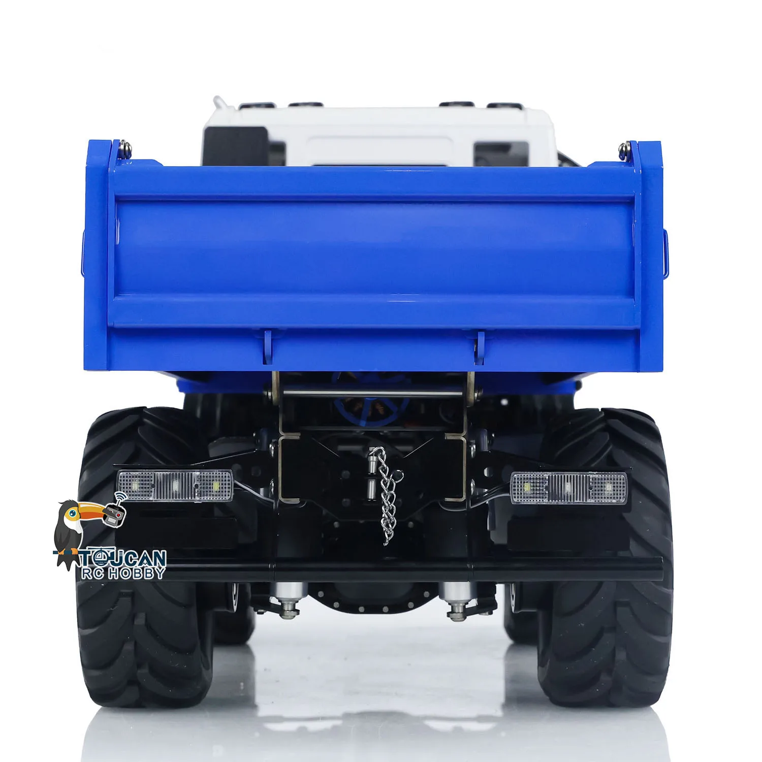 Camión volquete de Metal hidráulico RC 4x4, volquete de coche volquete de Radio Control ensamblado y pintado con sonidos, modelo de foco de juguete, 1/14