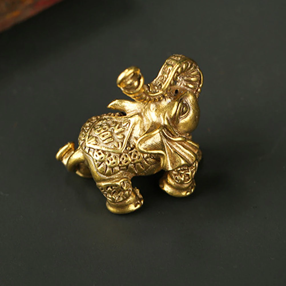 

2 Pcs Keychain Pendant Pendants Brass Solid Gift Chinese Style Elephant Shape Car