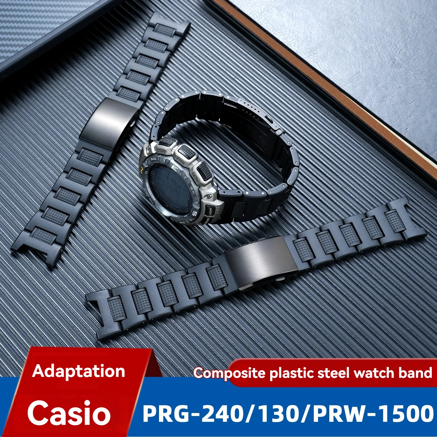 Lightweight Stainless Steel Watch Strap for Casio PROTREK PRG-240 PRG-130 PRW-1500, Men's Modified Watch Band for Outdoor Hiking