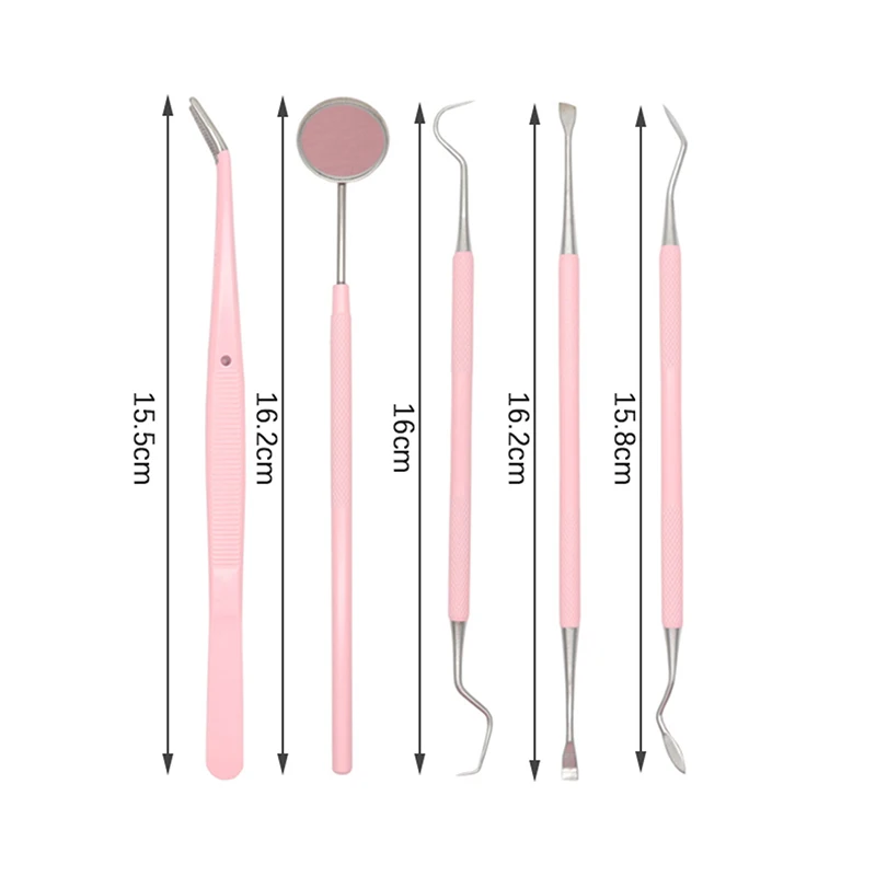 3/4/5PCS Pink Stainless Steel Dental Mirror Dental Kit For Woman Oral Care