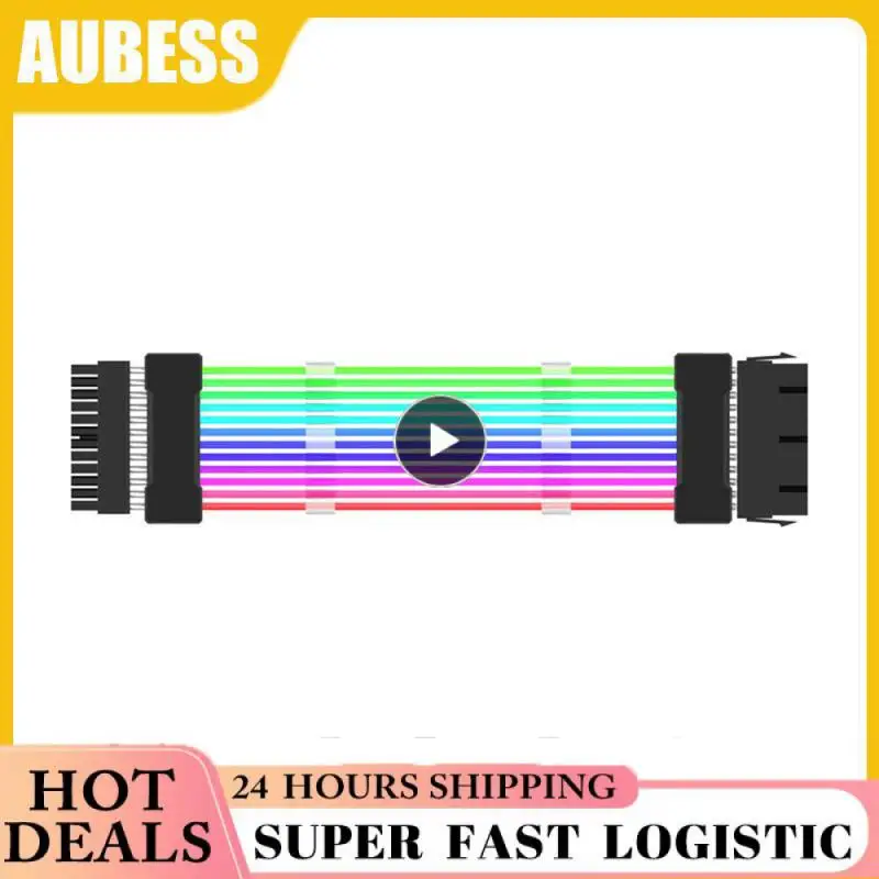 Computer 18AWG ARGB Sync PSU Power Supply Extension Cable Kit ATX 24PIN VGA GPU PCI-E 8PIN RGB Colorful Module Cables