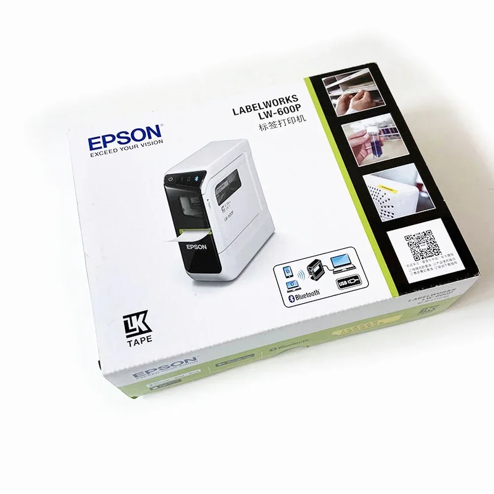 Diskon Besar 2025 EPSON Asli LW-600P Printer Termal Label Portabel Stiker Tahan Air Kantor Rumah USB Bluetooth 6/9/12/18/24 MM