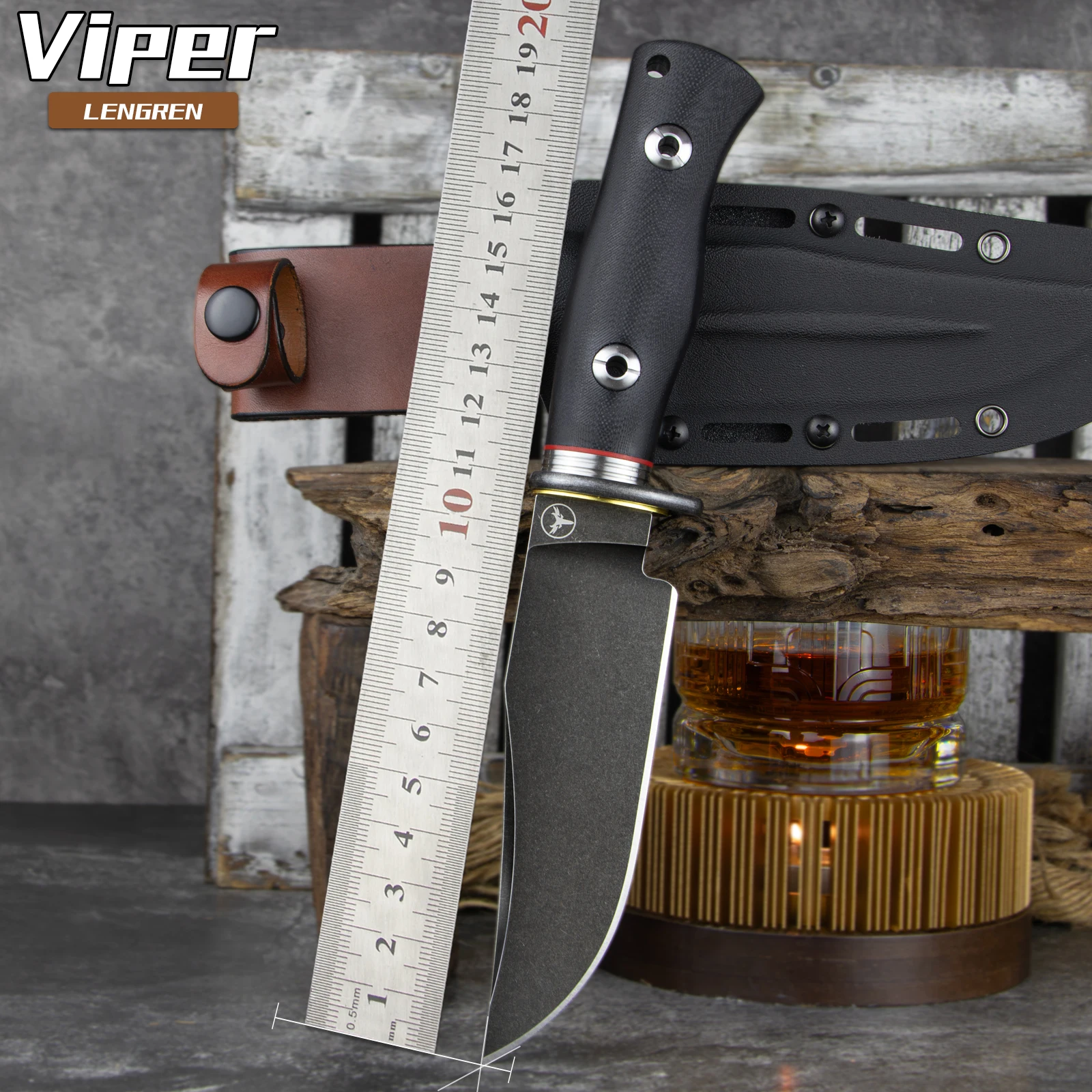 LENGREN A036 Outdoor Camping, Fishing Tools, Knives, Outdoor Hiking, Picnicking,with Kydex Sheath, Best Fruit Knives