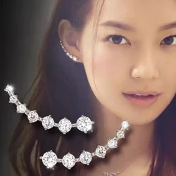 Big Dipper Zircon Earrings Long Dipper Ear Hook Clip on Earrings for Women Fashion Round Shiny Elegant Earrings Jewelry Gifts
