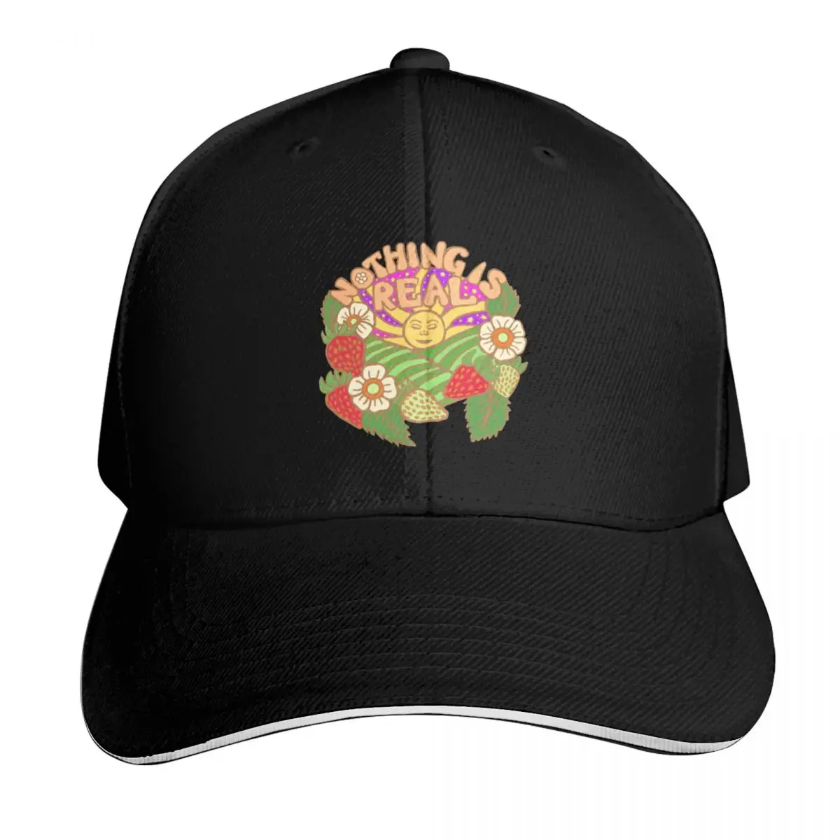 Strawberry Fields Forever Baseball Cap Breathable Mesh Back Adjustable Buckle Closure Moisture Wicking Quick Dry