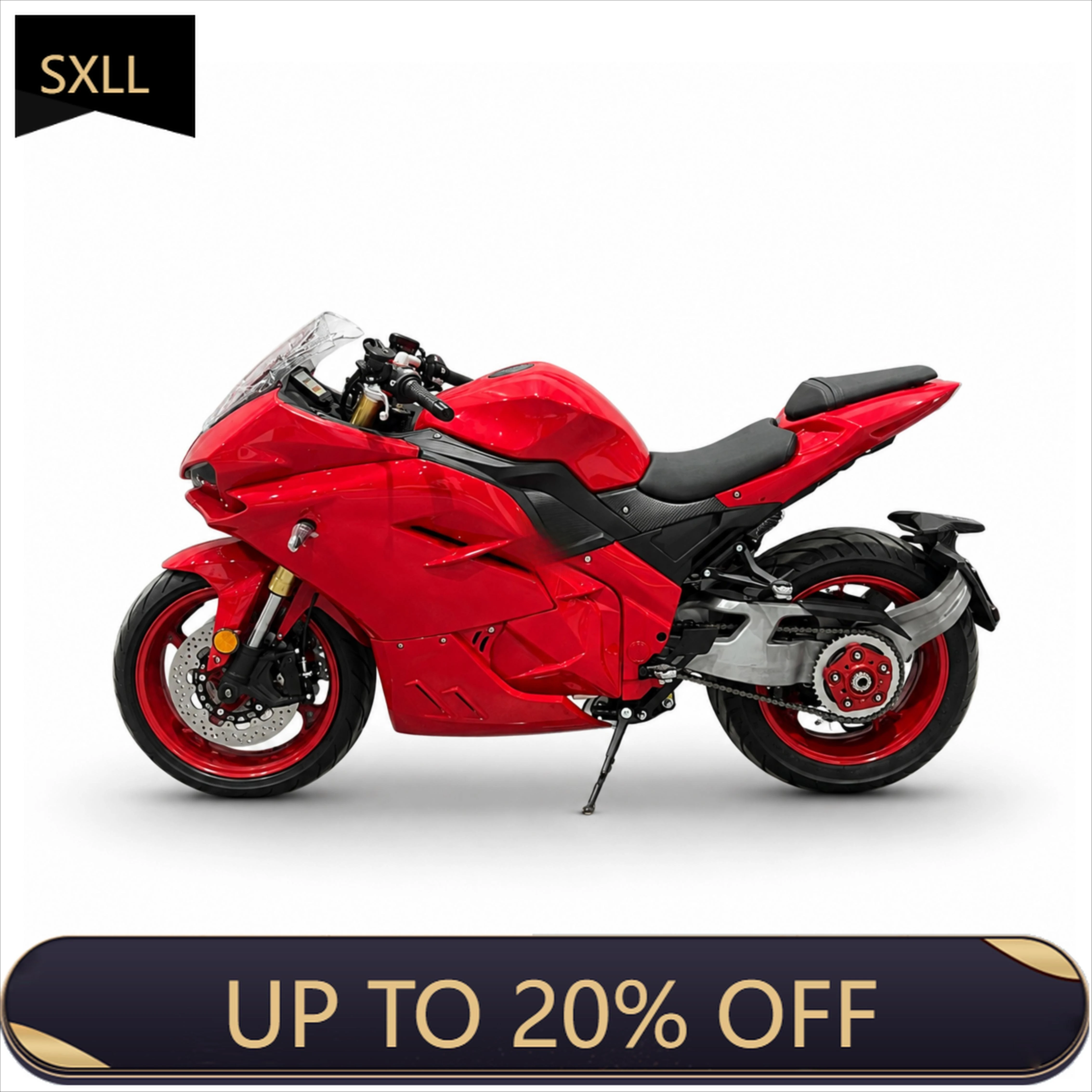 SXLL Cool Appearance Single Swing Arm 5000W Electric Racing Bike 130KM/H Speed 72V 120Ah Big Battery Motorbike for Adult